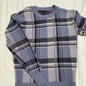 Tahari Women's Crewneck Sweater - Blue and Black Plaid